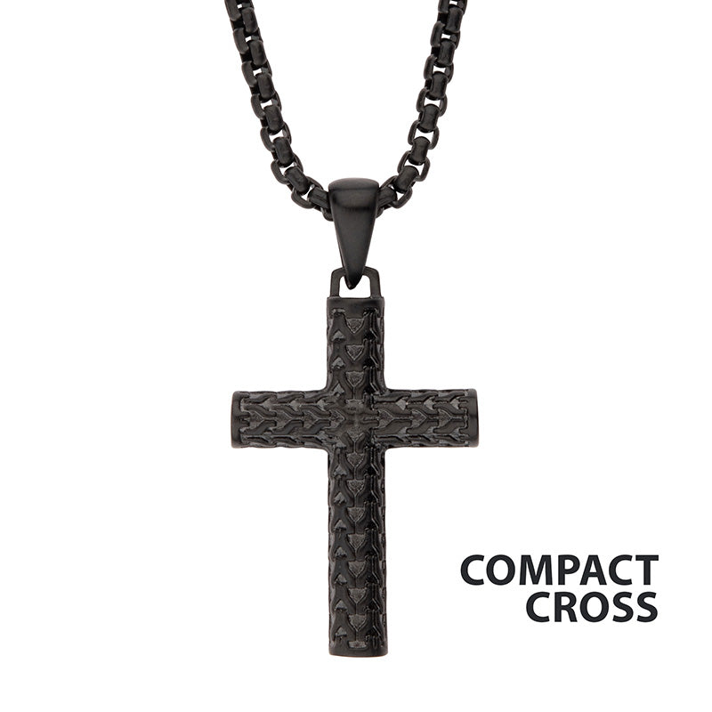 Black Steel Scale Cross Pendant
