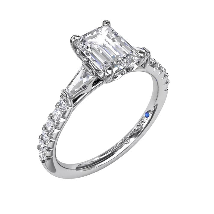 White Gold Tapered Baguette Prong Set Engagement Ring