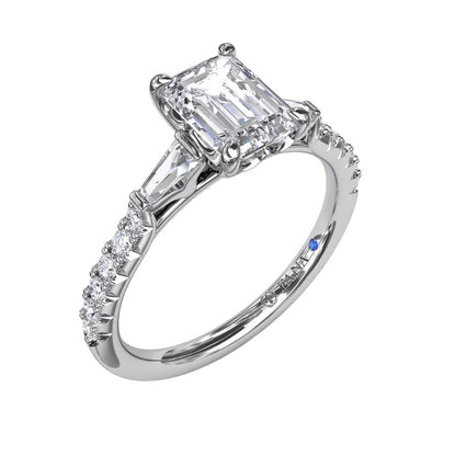 White Gold Tapered Baguette Prong Set Engagement Ring