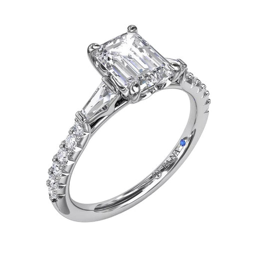 White Gold Tapered Baguette Prong Set Engagement Ring