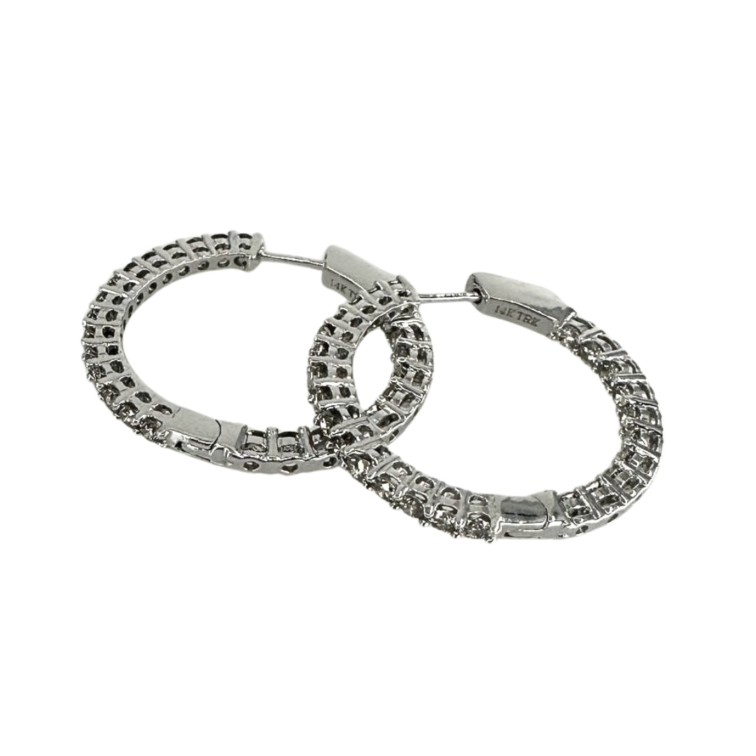 White Gold In/Out Diamond Hoop