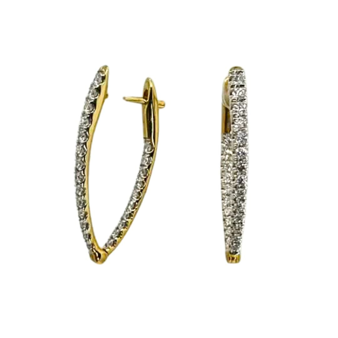 Yellow Gold Diamond Long Hoops