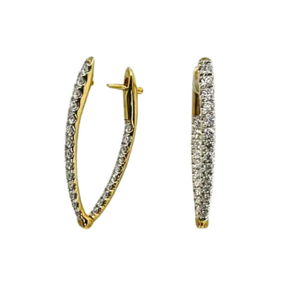 Yellow Gold Diamond Long Hoops
