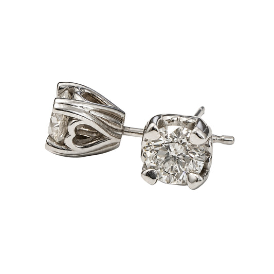 White Gold Heart Design Diamond Studs