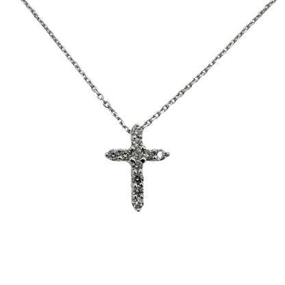 White Gold Round Diamond Cross Pendant