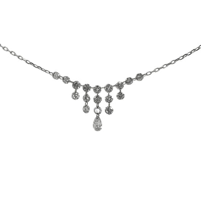White Gold Pear Shaped Diamond Bib Necklace