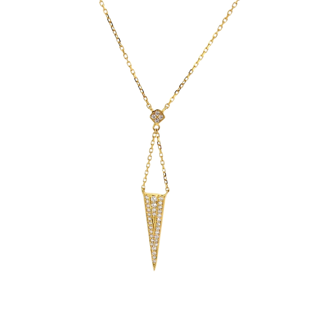Yellow Gold Diamond Triangle Necklace
