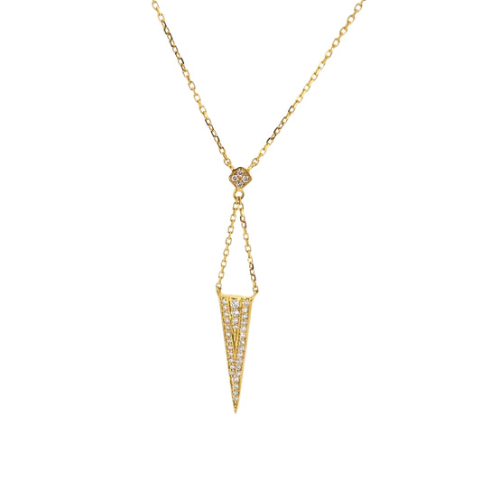 Yellow Gold Diamond Triangle Necklace