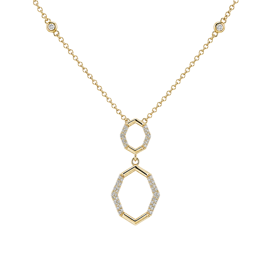 Gold Round Diamond Open Link Necklace