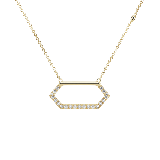 Yellow Gold Round Diamond Geometric Necklace