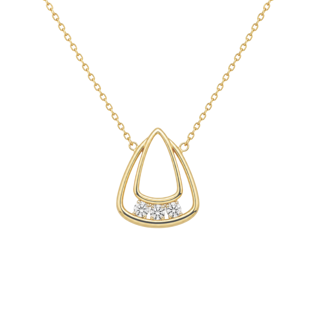 Yellow Gold Round Diamond Geometric Necklace