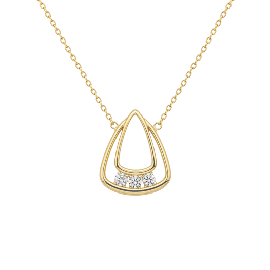 Yellow Gold Round Diamond Geometric Necklace