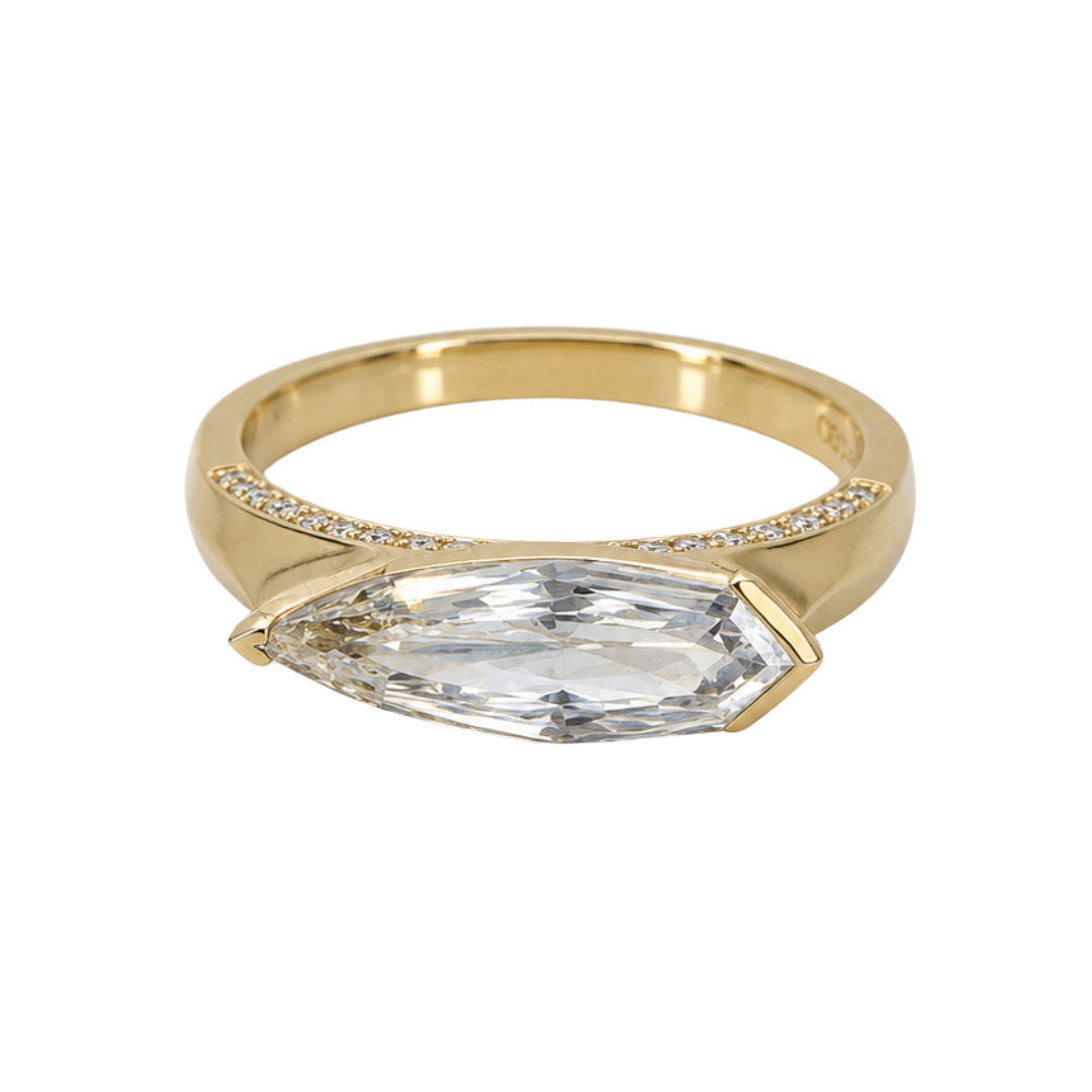 Gold Lab Pear Diamond Contemporary Fashion Ring