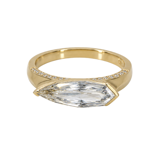 Gold Lab Pear Diamond Contemporary Fashion Ring