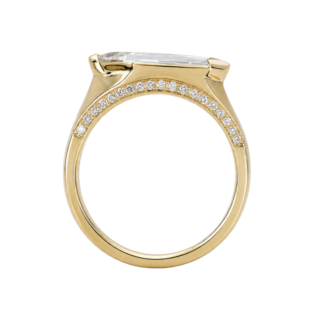 Gold Lab Pear Diamond Contemporary Fashion Ring