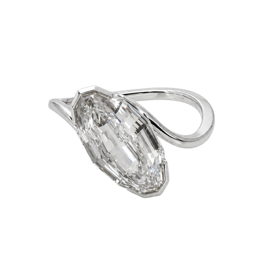 White Gold Lab Oval Diamond Contemporary Fashion Ring