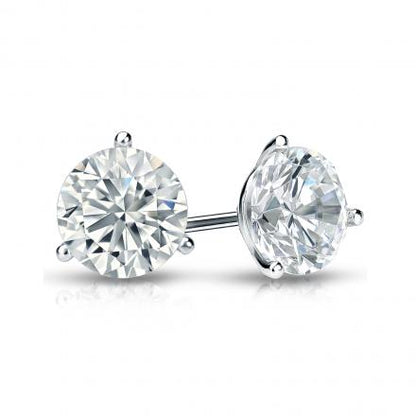 White Gold Round Diamond Martini Studs