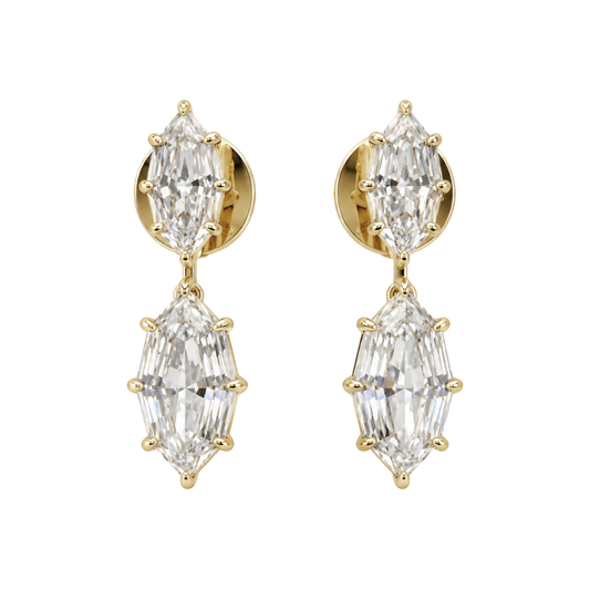 Gold Lab Marquise Diamond Drop Earrings