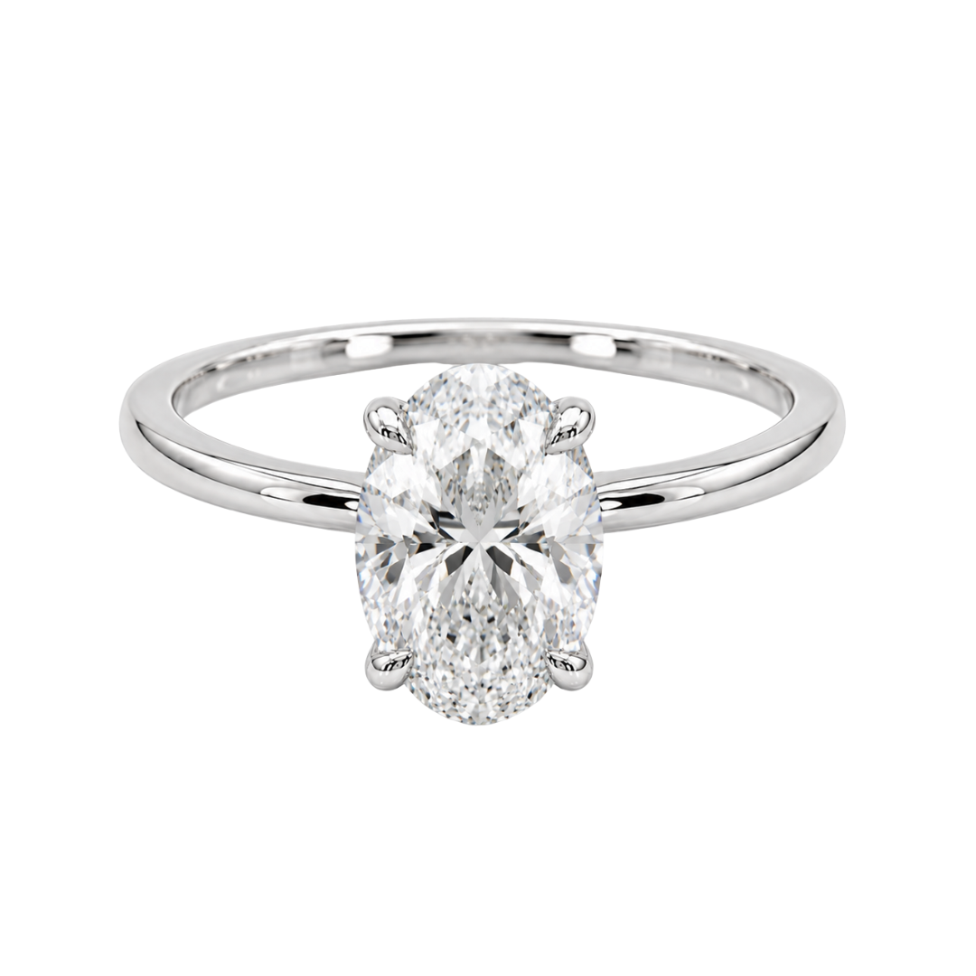 White Gold Lab Oval Solitaire Diamond Engagement Ring