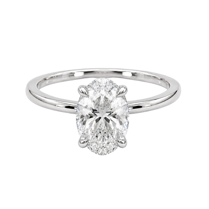White Gold Lab Oval Solitaire Diamond Engagement Ring
