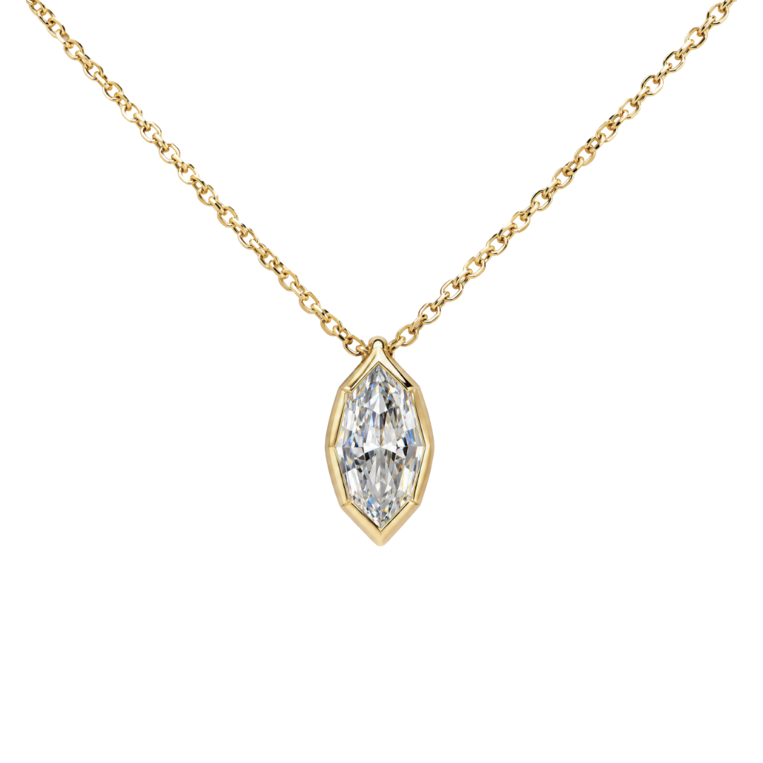 Yellow Gold Lab Marquise Diamaond Drop Pendant