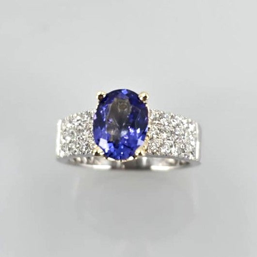 Two Tone Tanzanite and Diamond Ring
