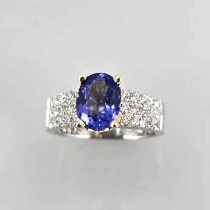 Two Tone Tanzanite and Diamond Ring