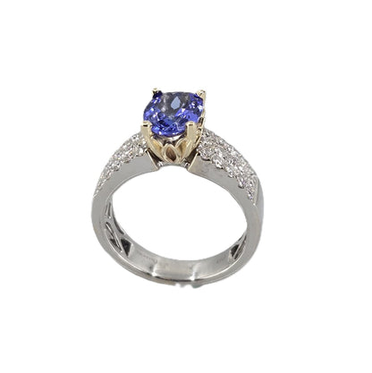 Two Tone Tanzanite and Diamond Ring