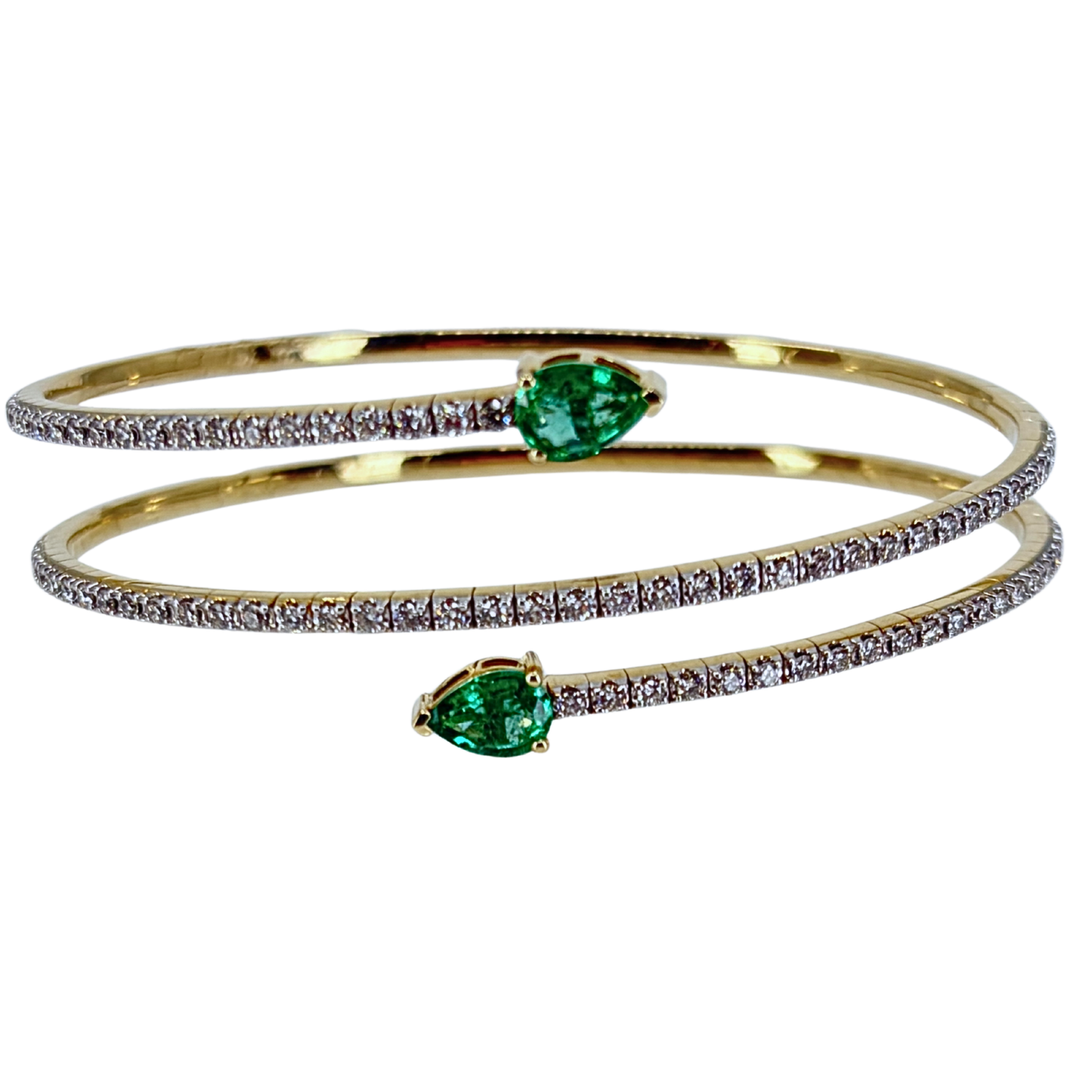 Yellow Gold Emerald Bangle Bracelet