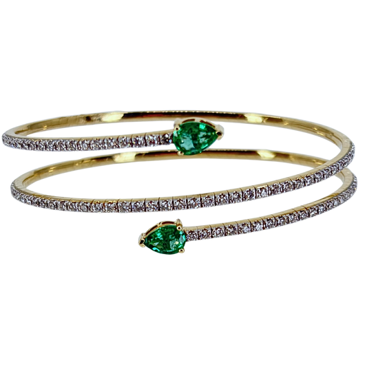 Yellow Gold Emerald Bangle Bracelet