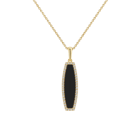 Yellow Gold Freeform Onyx Geometric Necklace