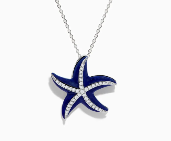 White Gold Lapis Starfish Pendant