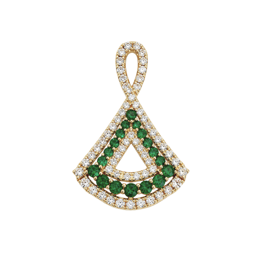 Yellow Gold Round Emerald Freeform Pendant