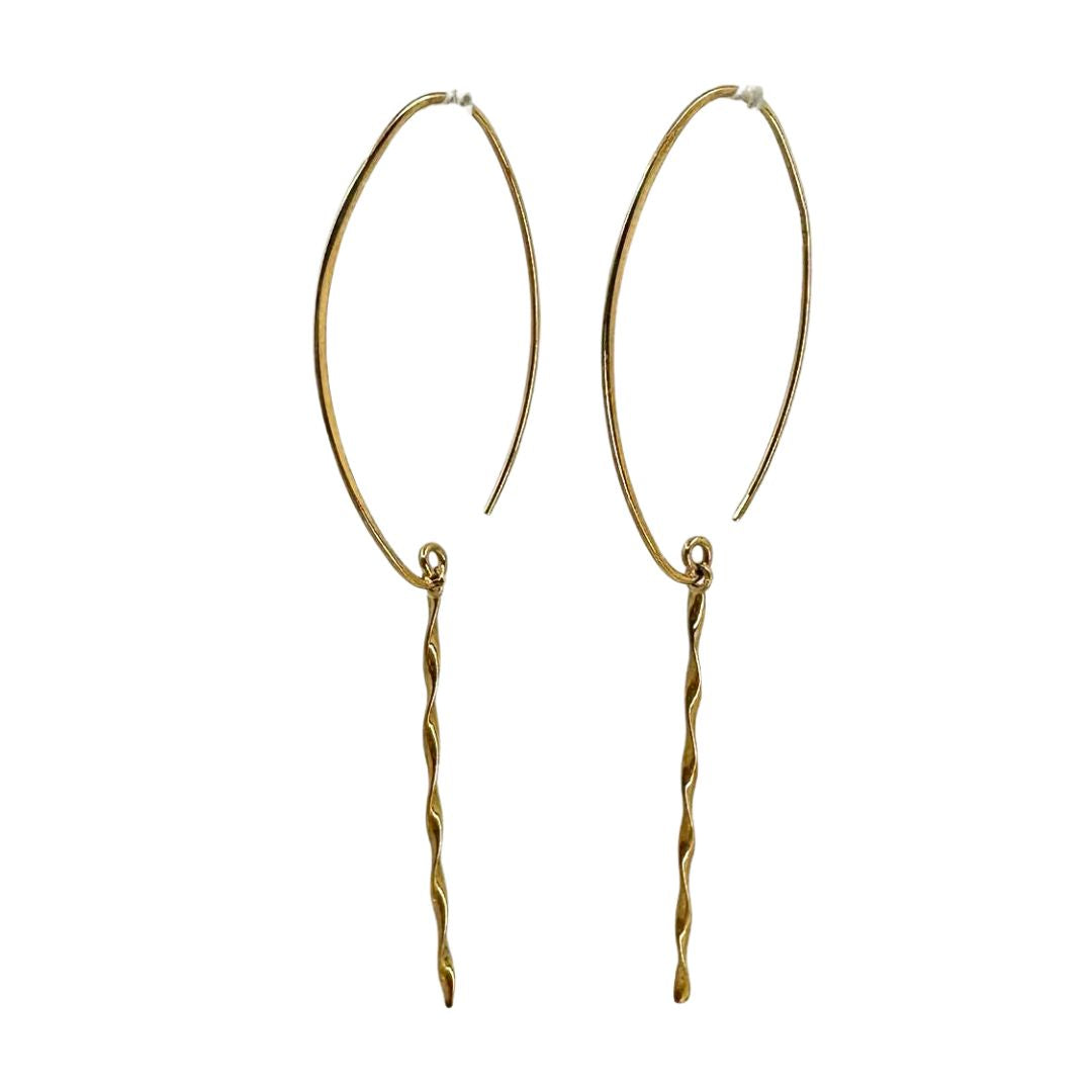 Yellow Gold Wire Drop Earrings