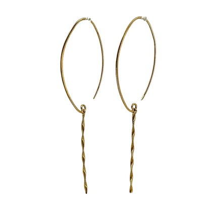 Yellow Gold Wire Drop Earrings