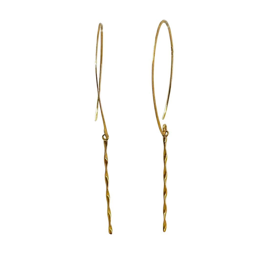 Yellow Gold Wire Drop Earrings