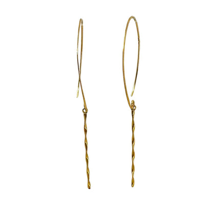 Yellow Gold Wire Drop Earrings