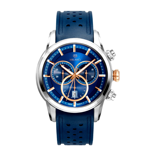 Two Tone Stainless Steel Blue and Rose Chrono Watch