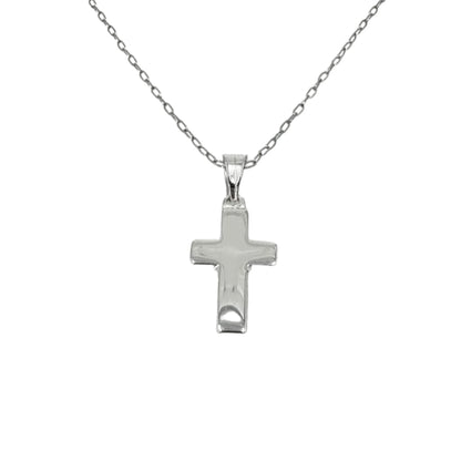 White Silver Open Link Cross Necklace