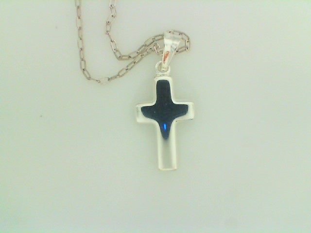 White Silver Open Link Cross Necklace