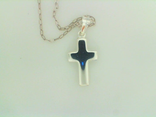 White Silver Open Link Cross Necklace