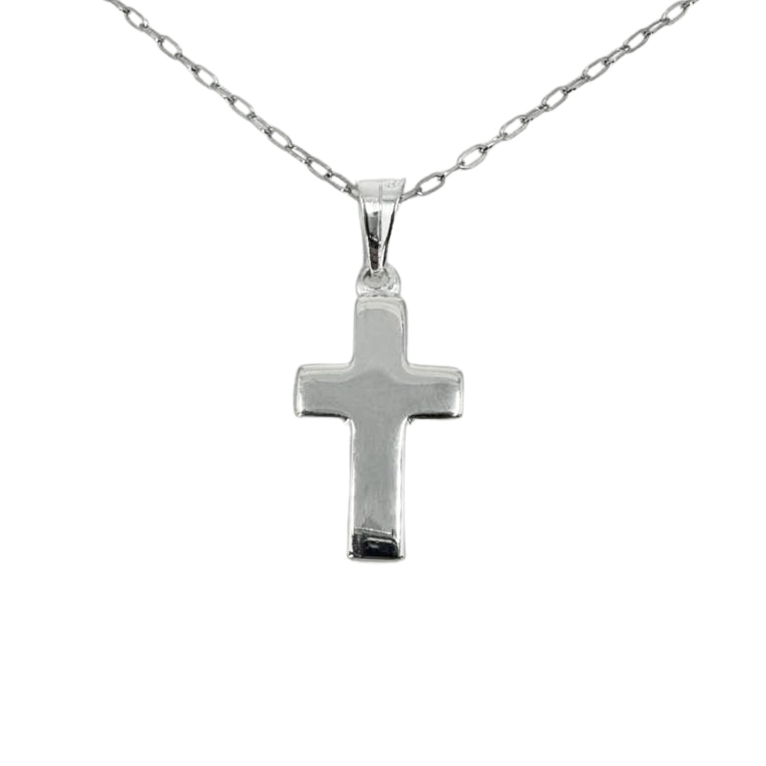 White Silver Open Link Cross Necklace