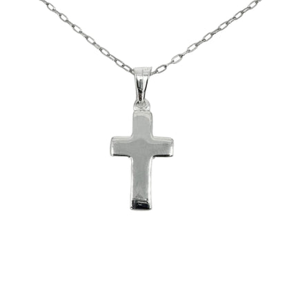 White Silver Open Link Cross Necklace