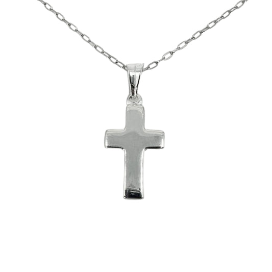 White Silver Open Link Cross Necklace