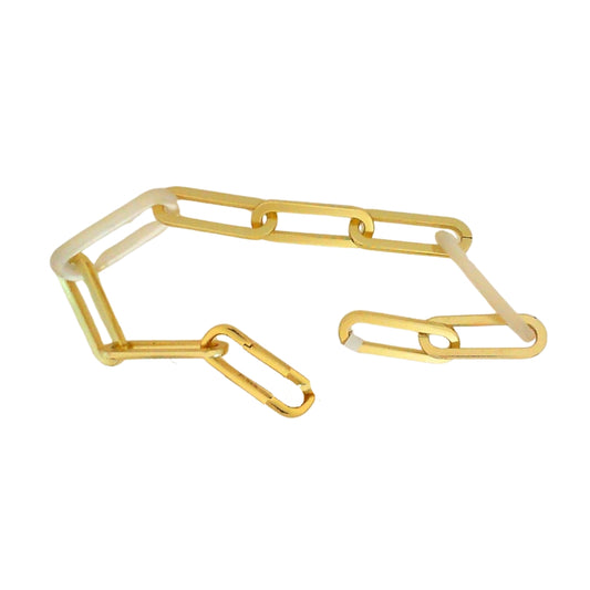 Oval Link Mother of Pearl Silver Bracelet