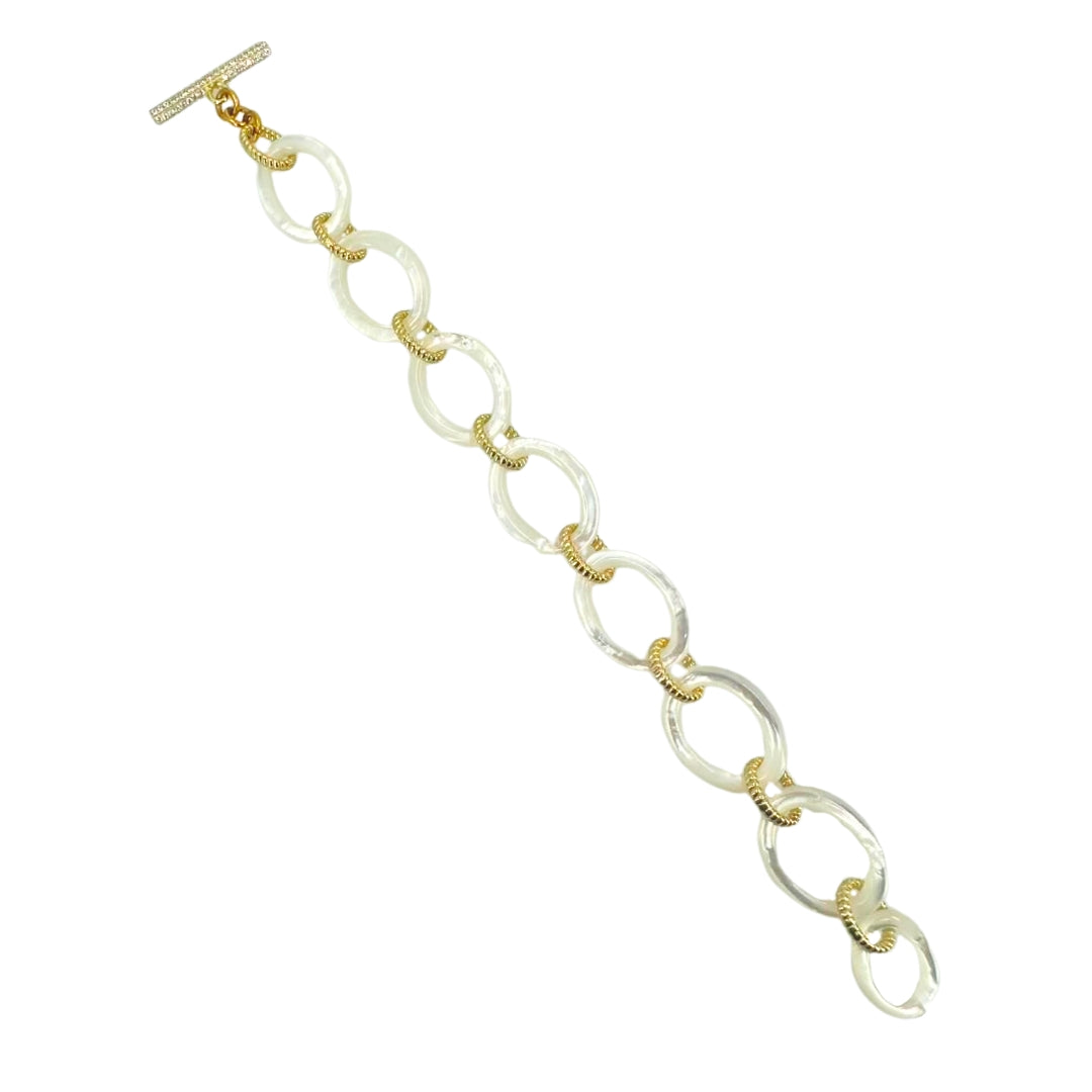 Oval Mother of Pearl Link Bracelet