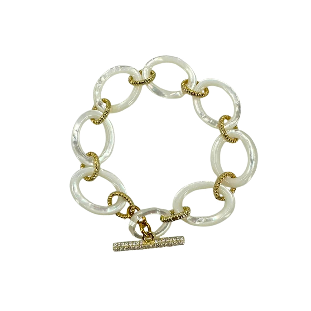 Oval Mother of Pearl Link Bracelet