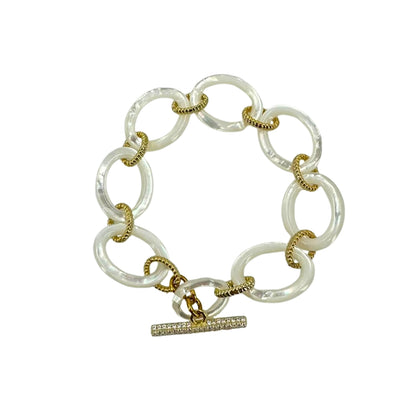 Oval Mother of Pearl Link Bracelet