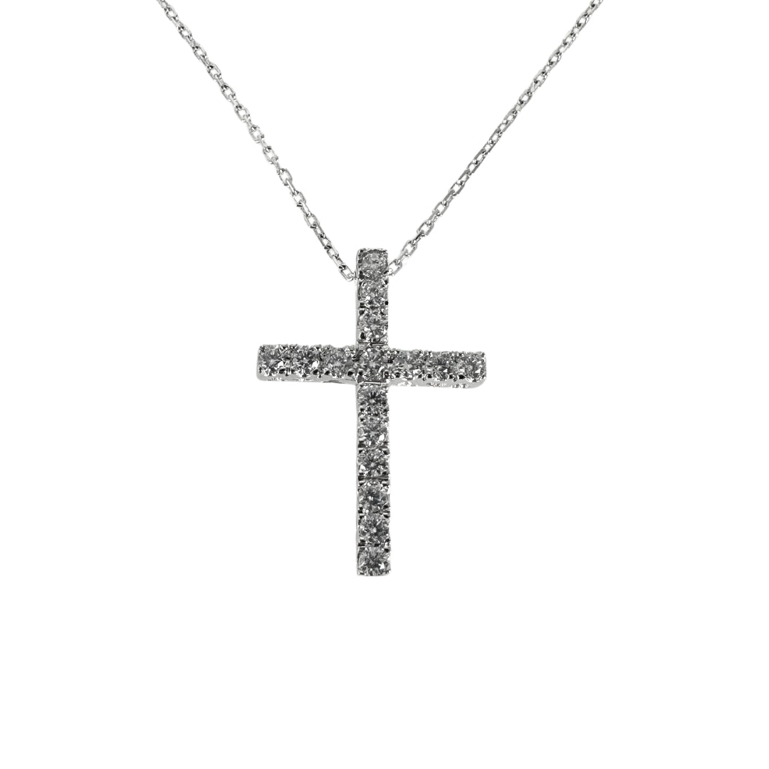 White Silver Cz Cross Pendant
