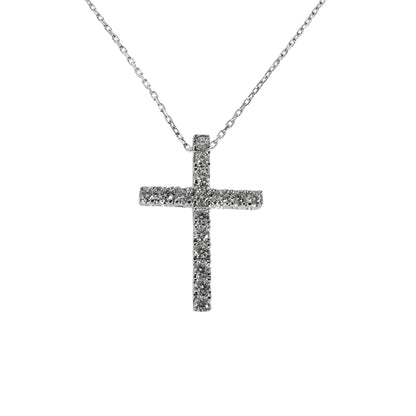 White Silver Cz Cross Pendant